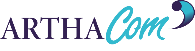 Logo ARTHACOM en couleur, violet et bleu.