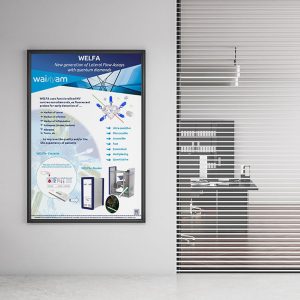 Une affiche accrochée sur le mur d'un bureau