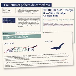 Couleurs, polices de caractère et éléments du logo EasySpeaking